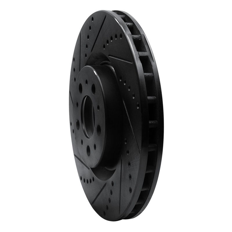 Volvo S60 Brake Rotor (1) - Front Left - R1 Concepts - Drilled & Slotted - Black - `04-`07